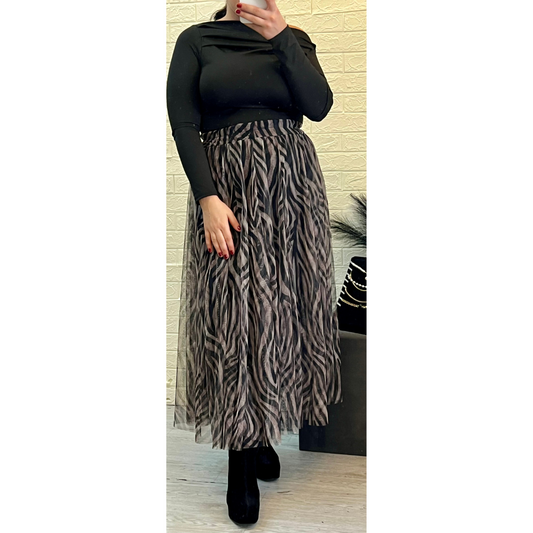 Animal Print Skirt - Zebra