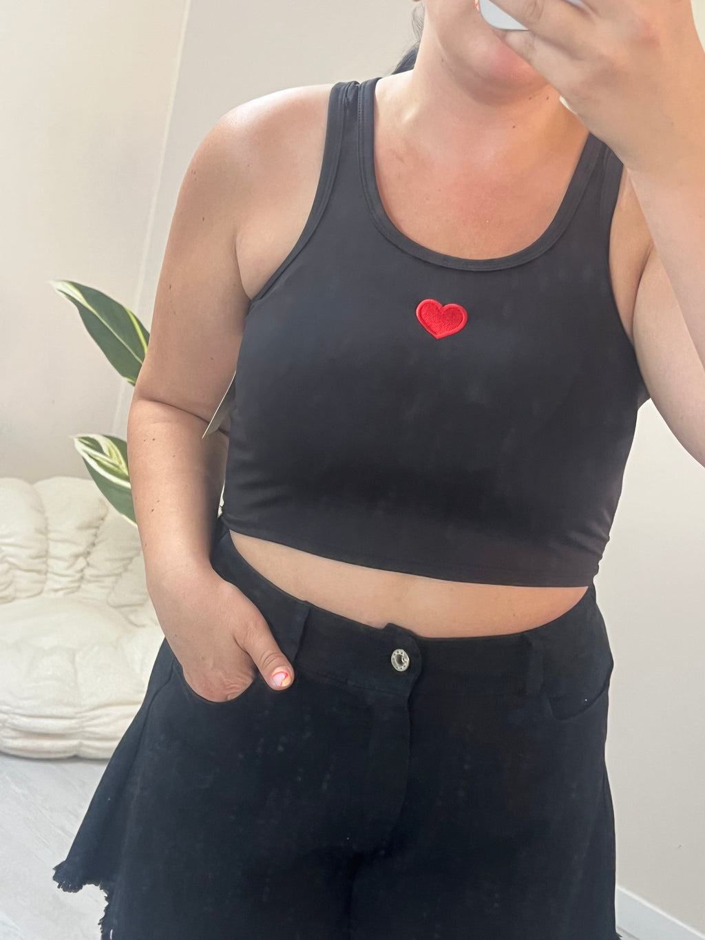 Crop top με καρδιά - Μαύρο