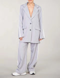 Jacket &amp; high-waisted side stripe pants set - Light gray