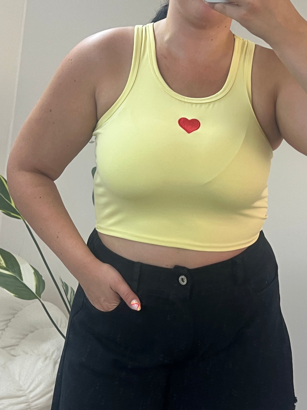 Crop top με καρδιά - Κίτρινο
