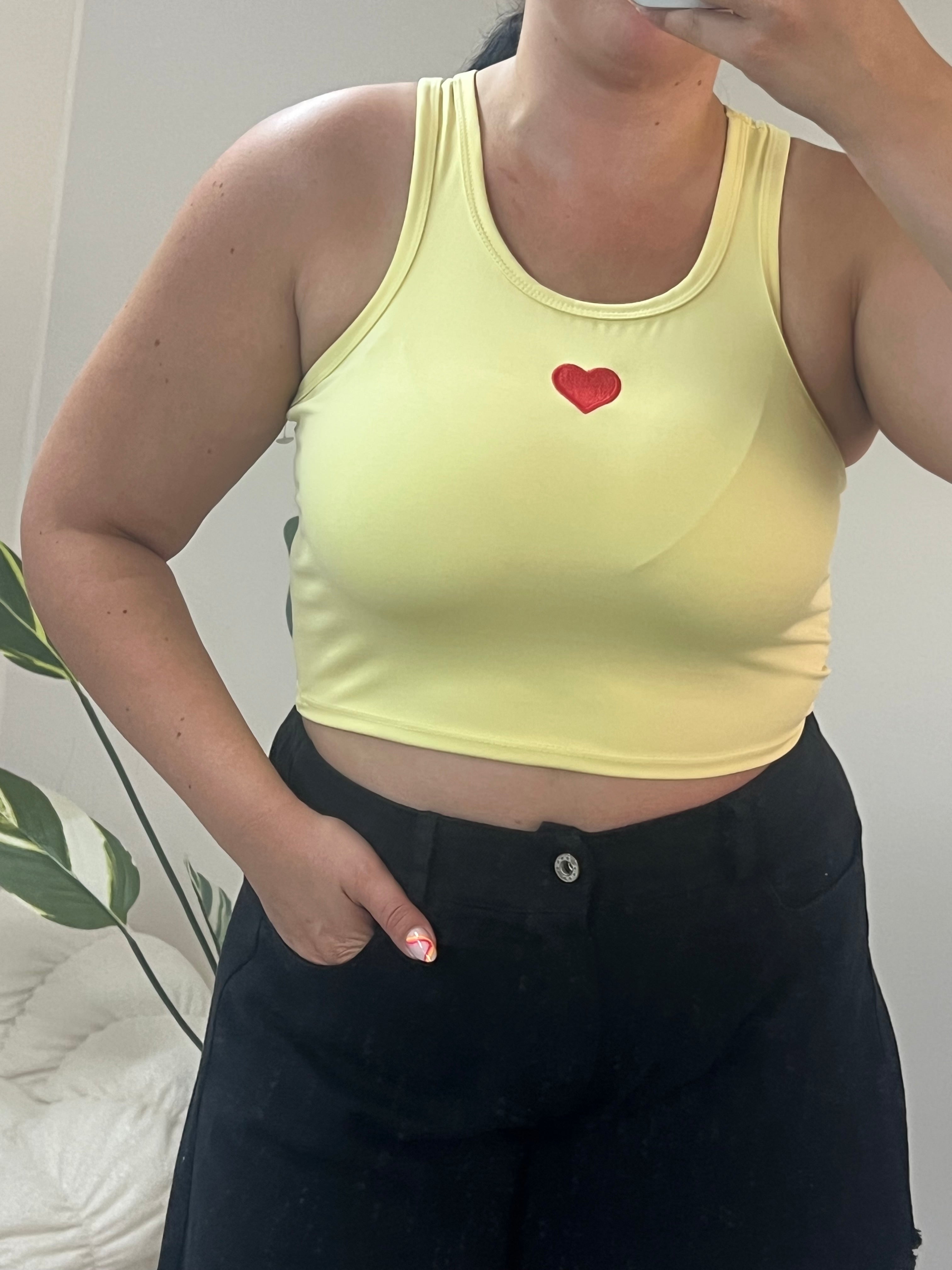 Crop top με καρδιά - Κίτρινο