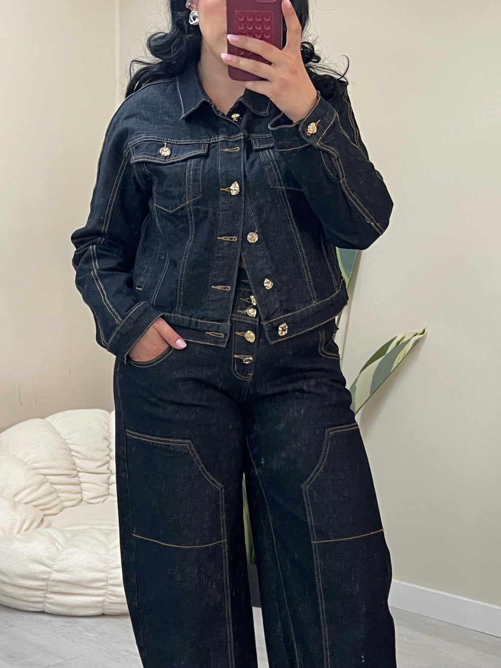 Denim jacket με χρυσά κουμπιά