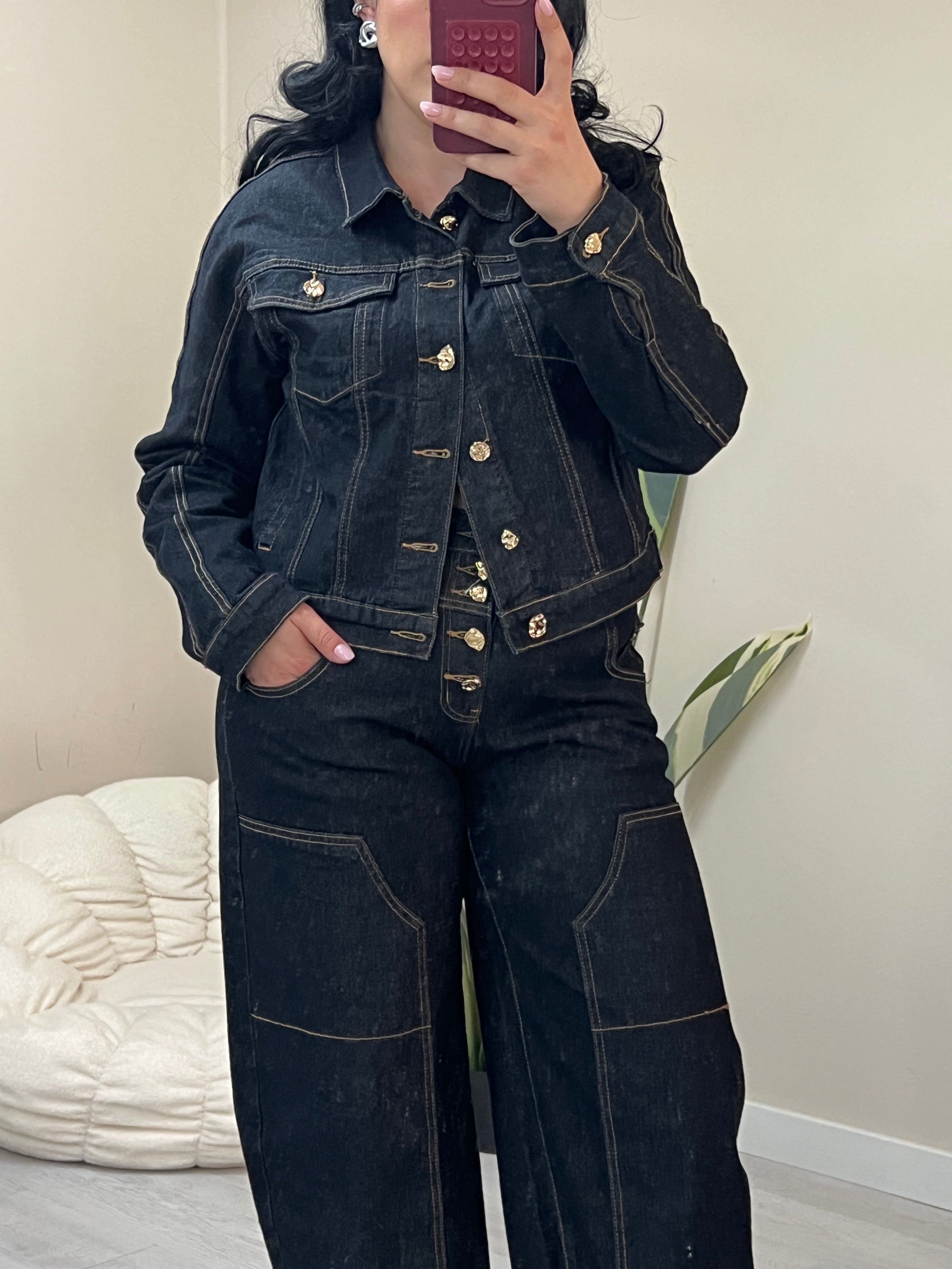 Denim jacket με χρυσά κουμπιά