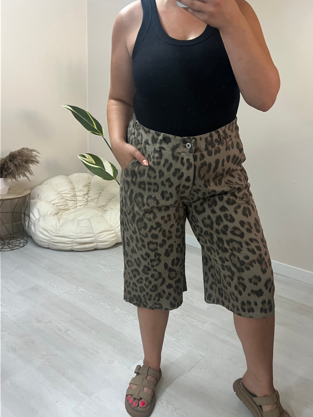 Denim leopard βαρμούδα