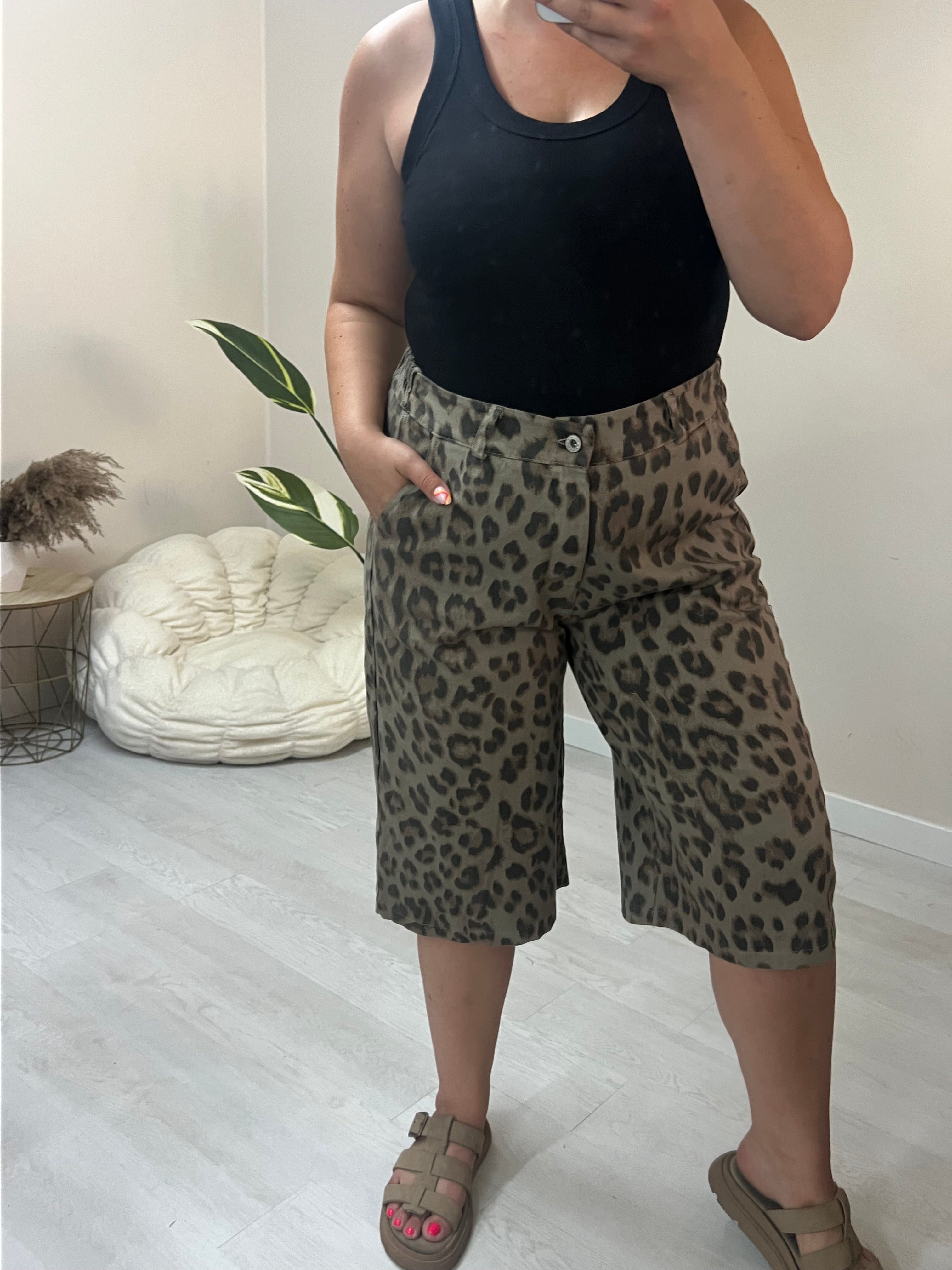 Denim leopard βαρμούδα