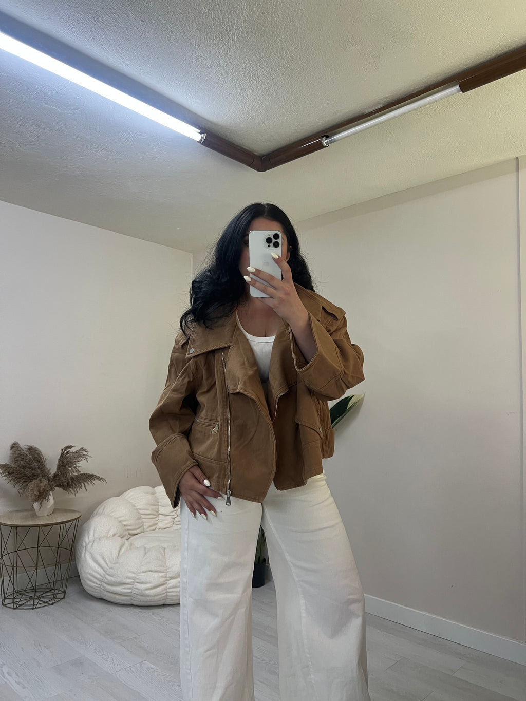 Oversized denim jacket με ασύμμετρο κλείσιμο - Ταμπά