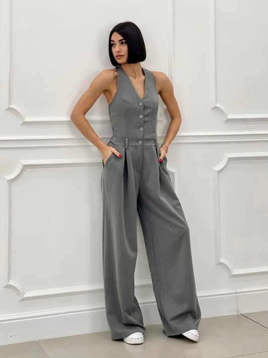 Timeless Elegance Jumpsuit - Γκρι