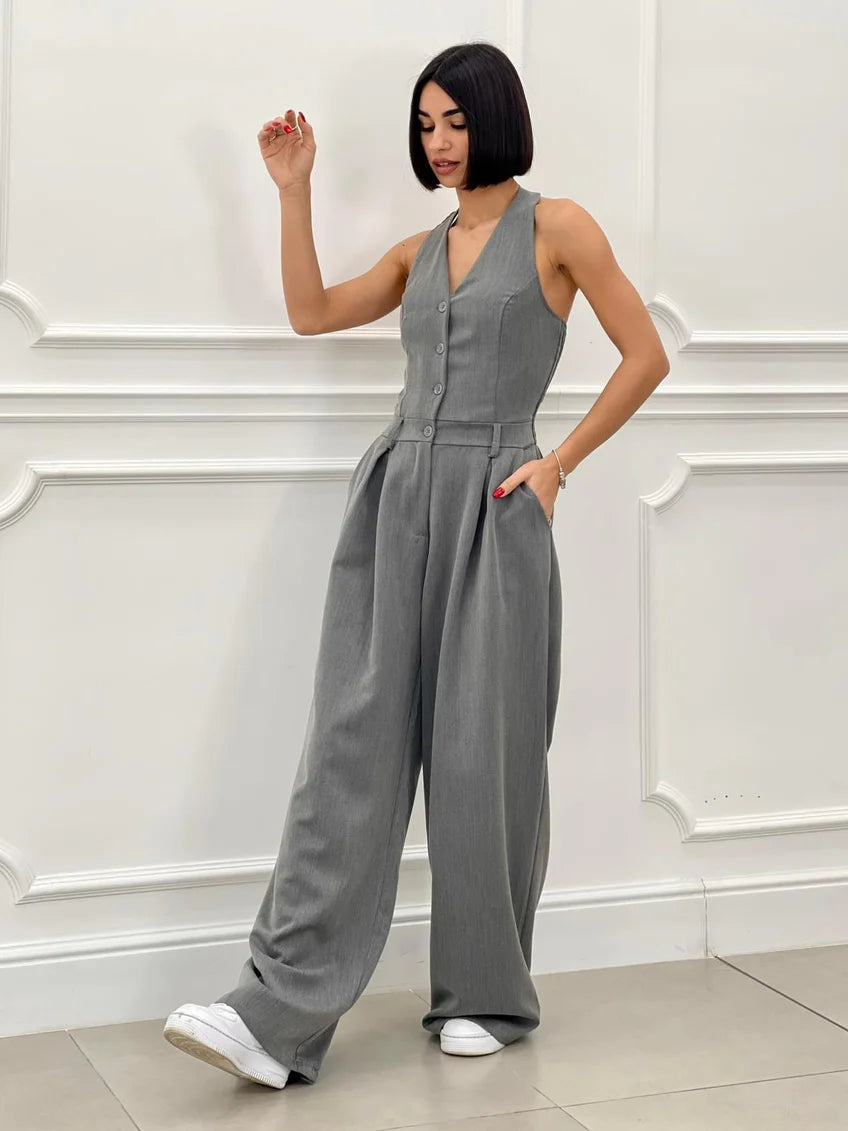 Timeless Elegance Jumpsuit - Γκρι