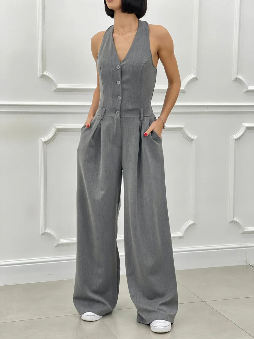 Timeless Elegance Jumpsuit - Γκρι