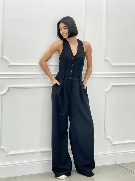 Timeless Elegance Jumpsuit - Μαύρο