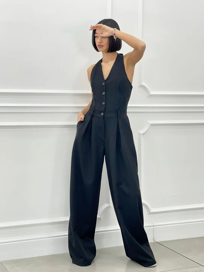 Timeless Elegance Jumpsuit - Μαύρο