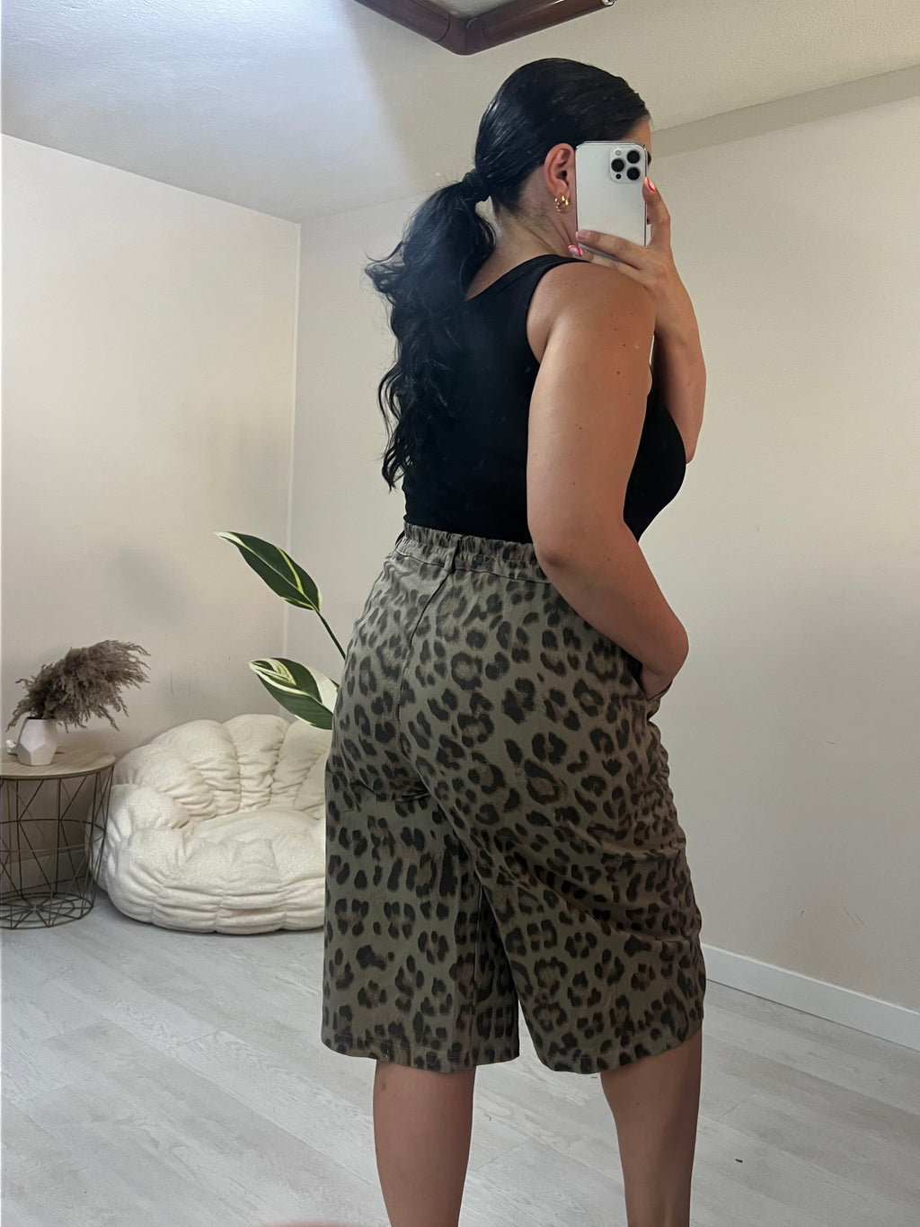Denim leopard βαρμούδα