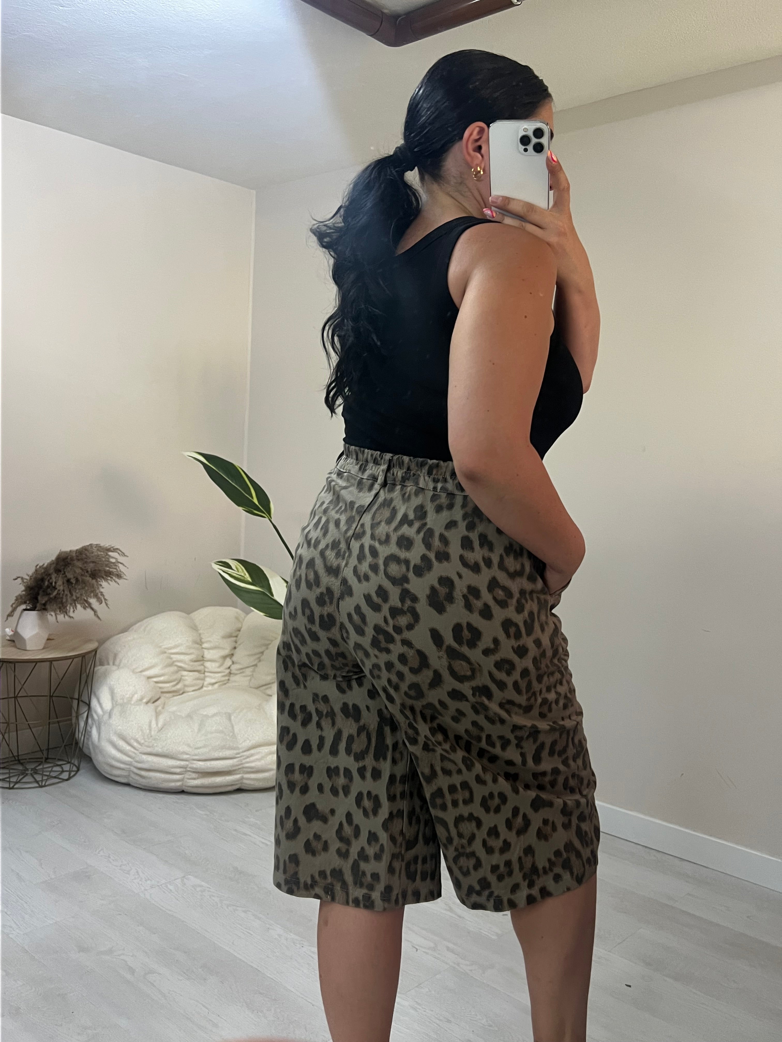 Denim leopard βαρμούδα