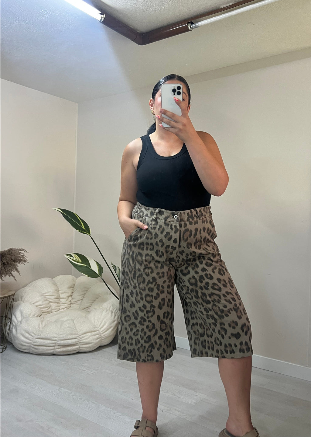 Denim leopard βαρμούδα