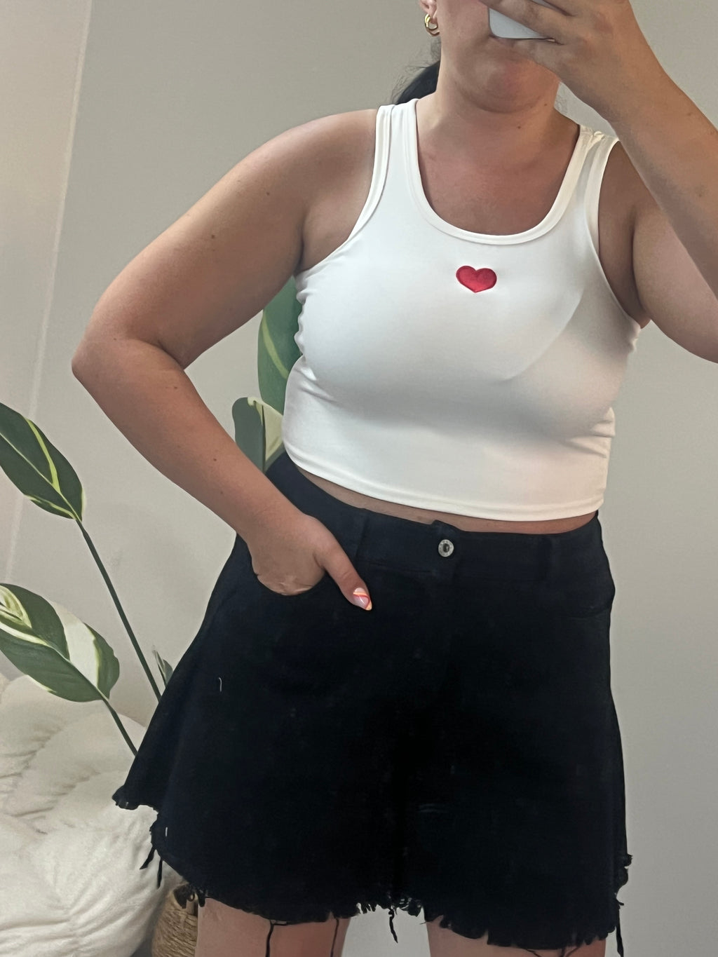 Crop top με καρδιά - Λευκό