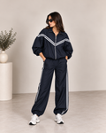 Αντιανεμικό σετ bomber jacket με παντελόνι με λάστιχο στο τελίωμα - Μπλε Σκούρο