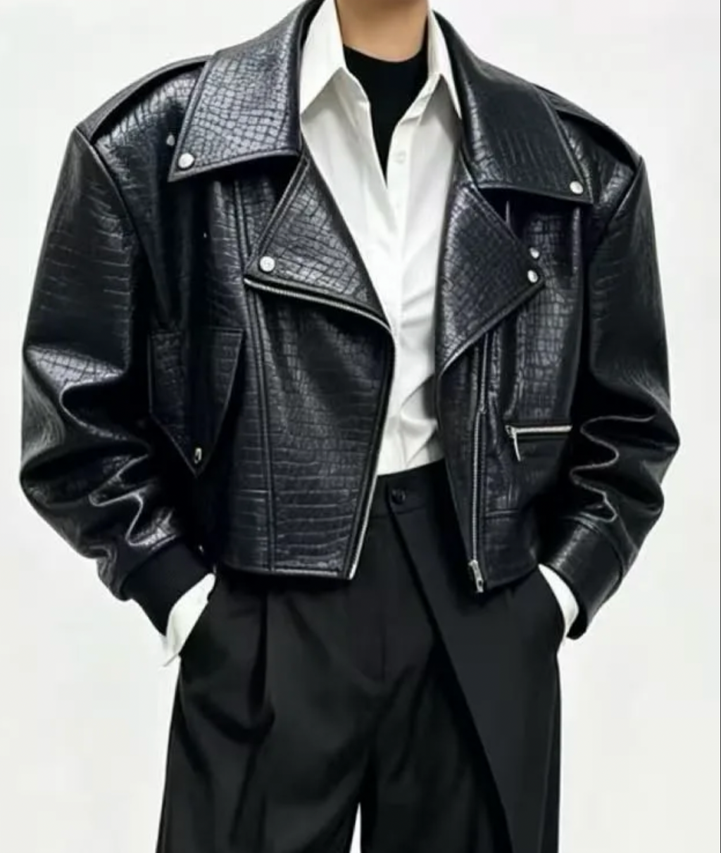 Oversized κροκό jacket - Μαύρο