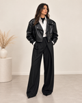 Oversized κροκό jacket - Μαύρο
