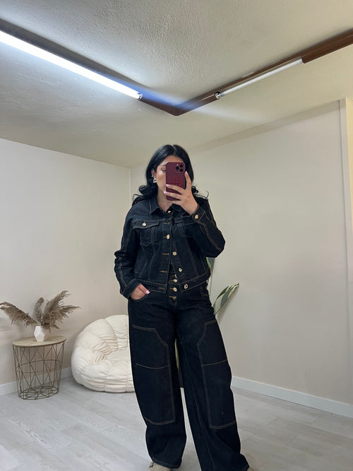Denim jacket με χρυσά κουμπιά