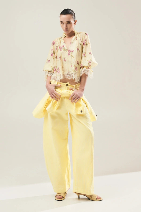 Denim ριγέ LUMINA set - Κίτρινο