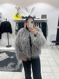 Μακρυμάνικη γούνα με πυκνή τρίχα - Γκρι
