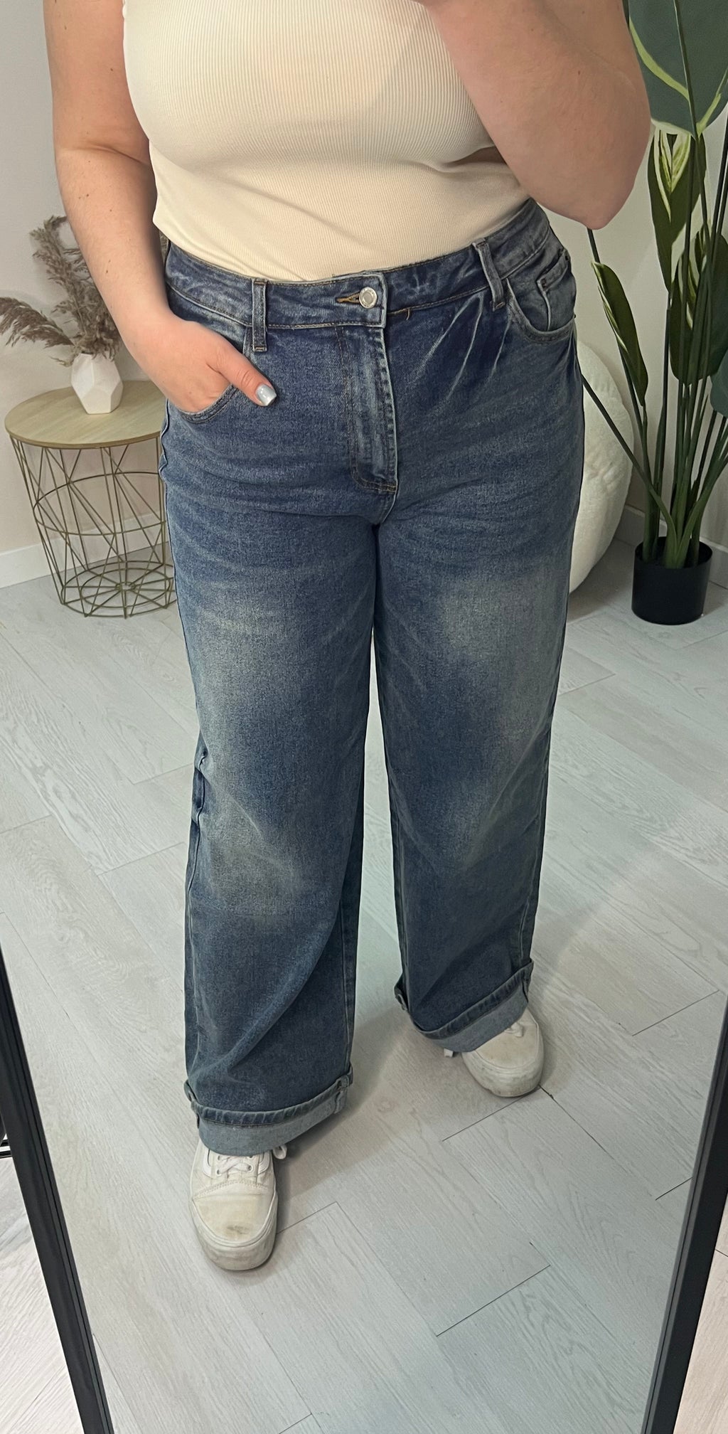 Denim wide leg παντελόνι σε φαρδυά γραμμή