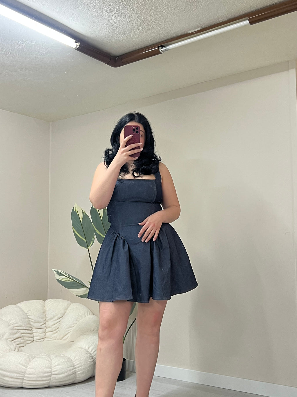 Denim mini dress με φιόγκο στο πίσω μέρος