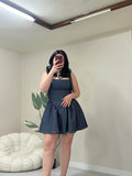 Denim mini dress με φιόγκο στο πίσω μέρος