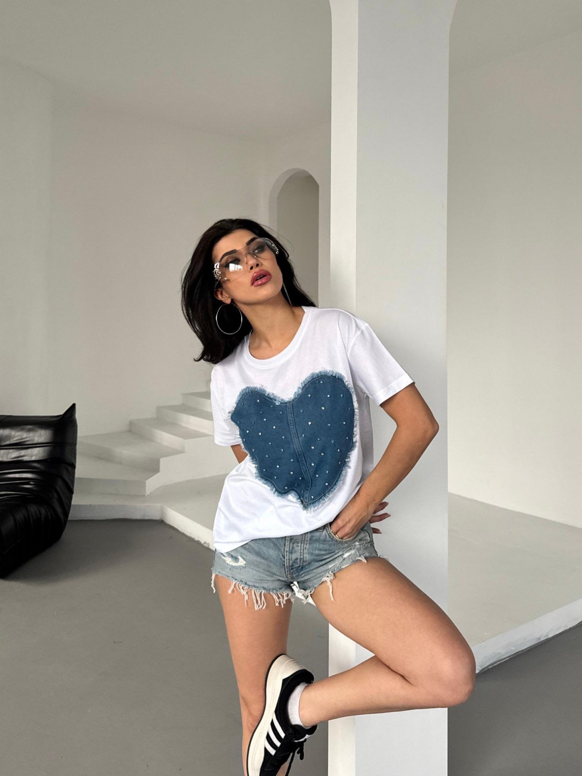 Heart Denim T-shirt