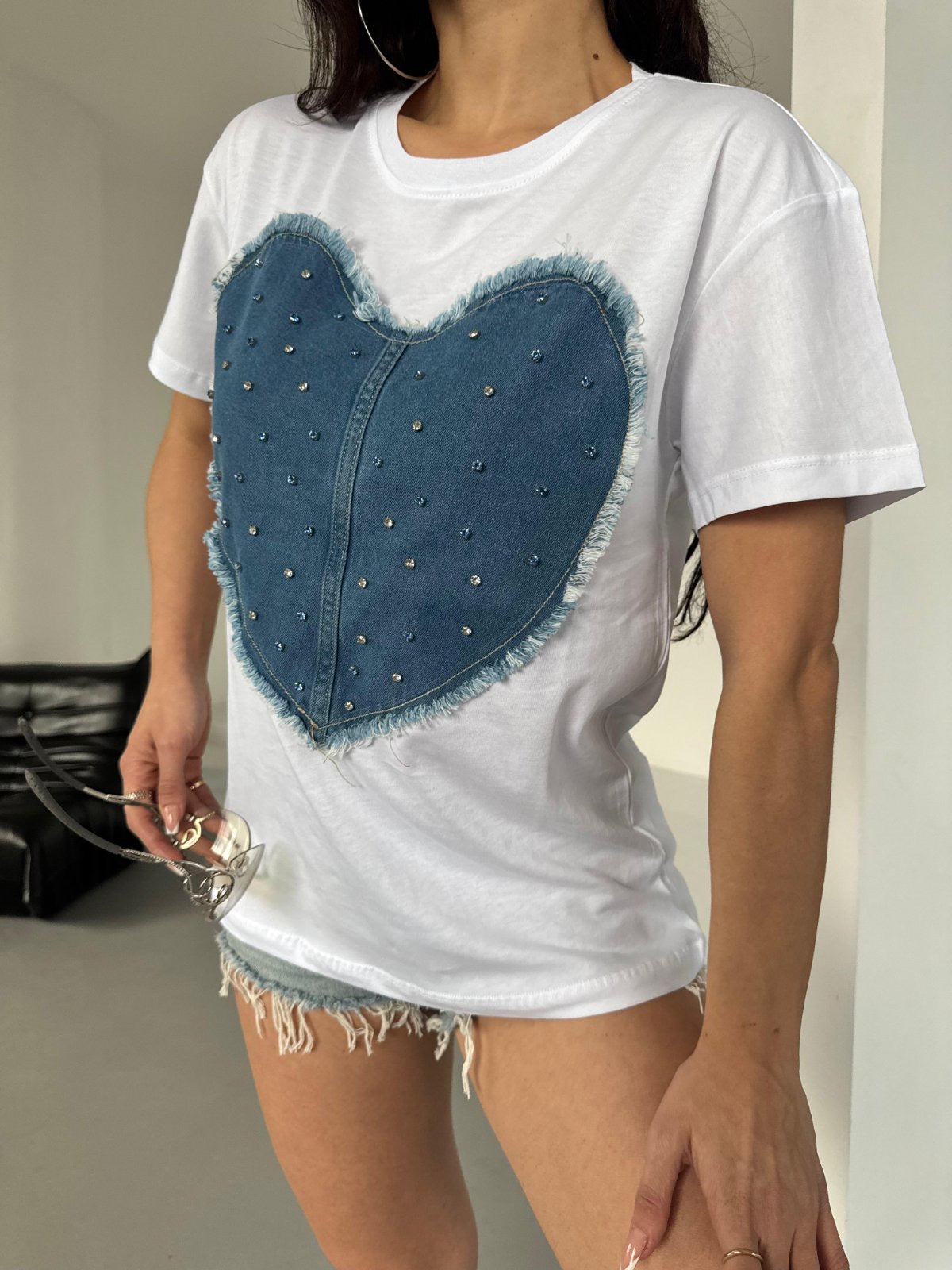 Heart Denim T-shirt