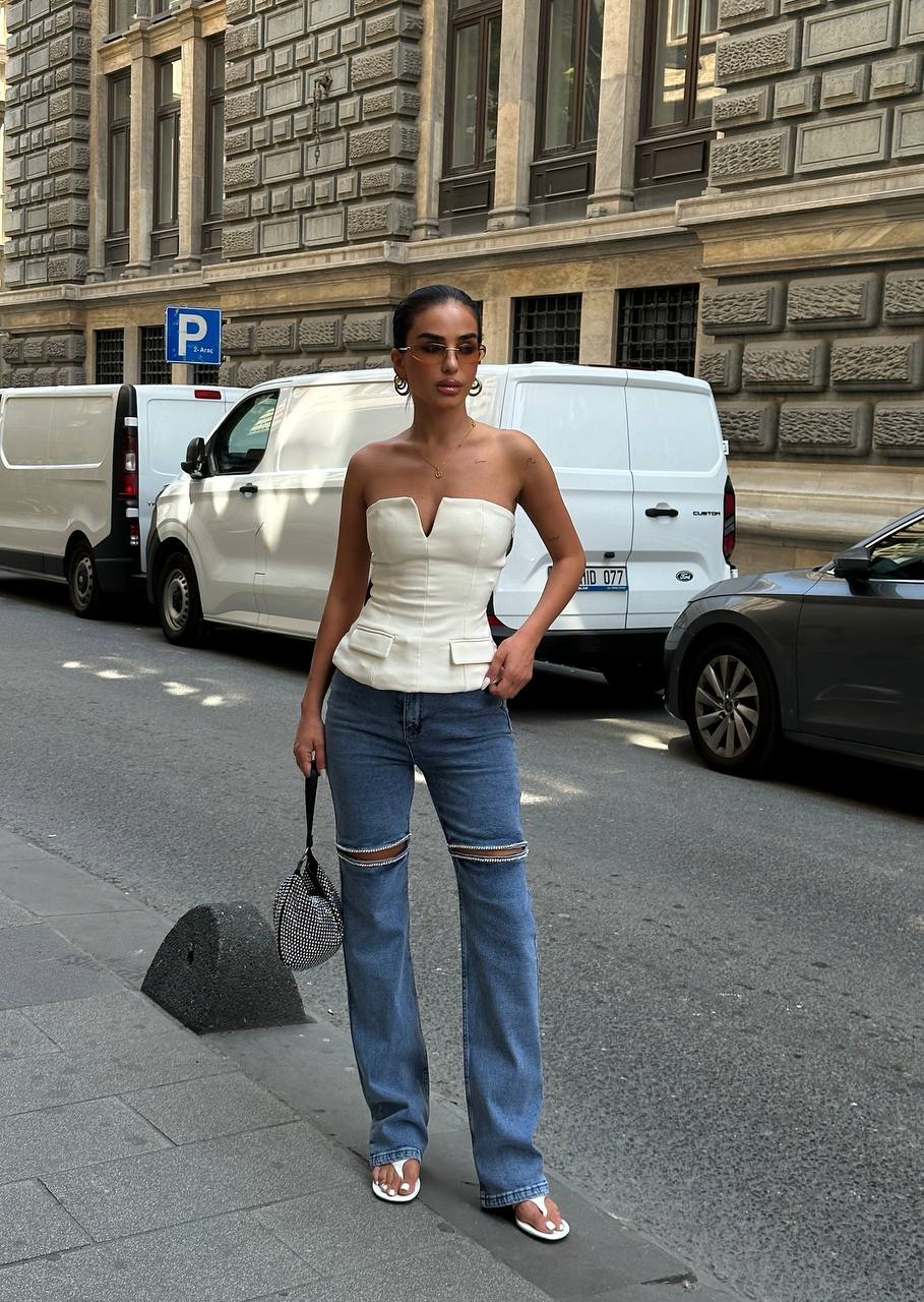 Cut-Out Strass Denim