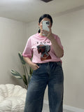 Κοντομάνικο t-shirt με στάμπα στο μπροστά μέρος - Ροζ