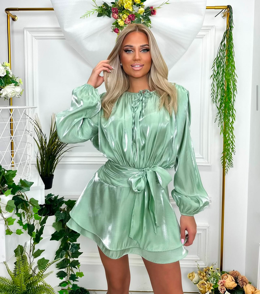 Satin Elegance Dress - Mint