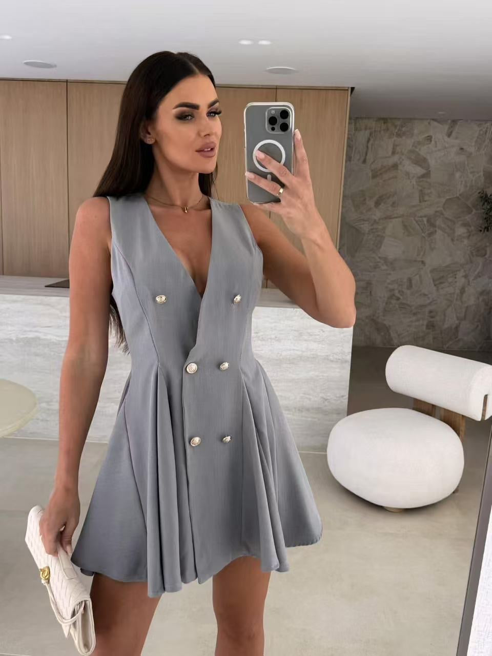 Elegance Blazer Dress - Γκρι