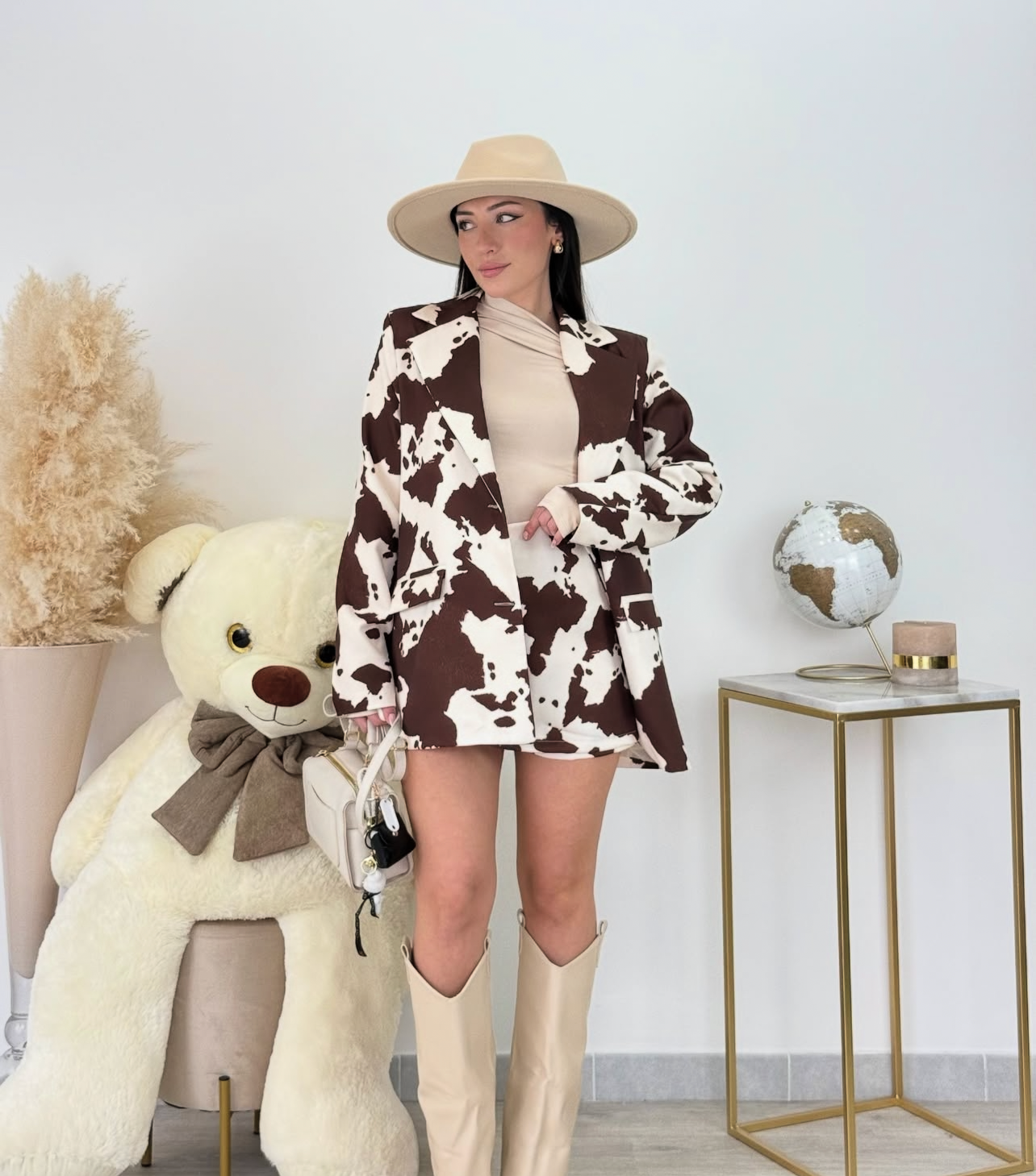 Cowhide Chic Set - Καφέ