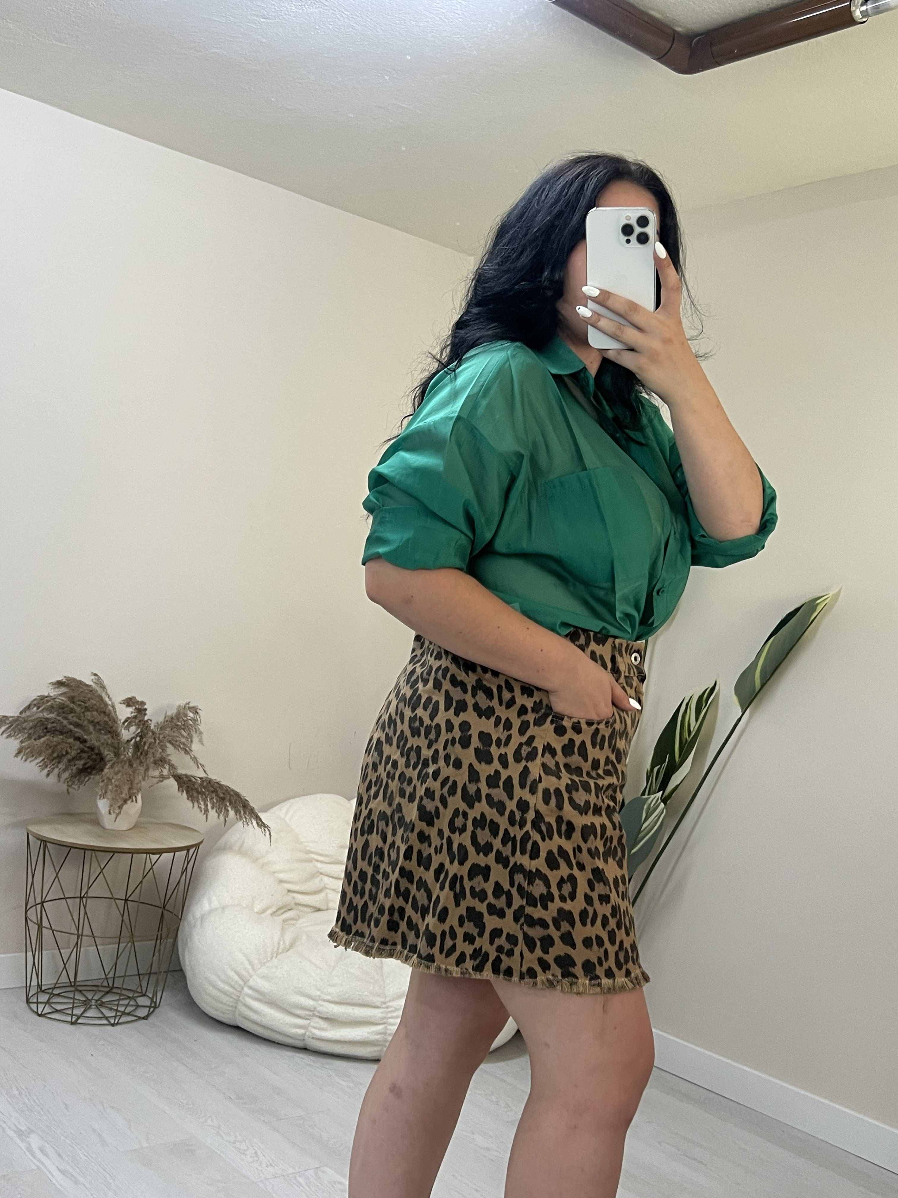 Denim leopard σορτς σε "Α" γραμμη