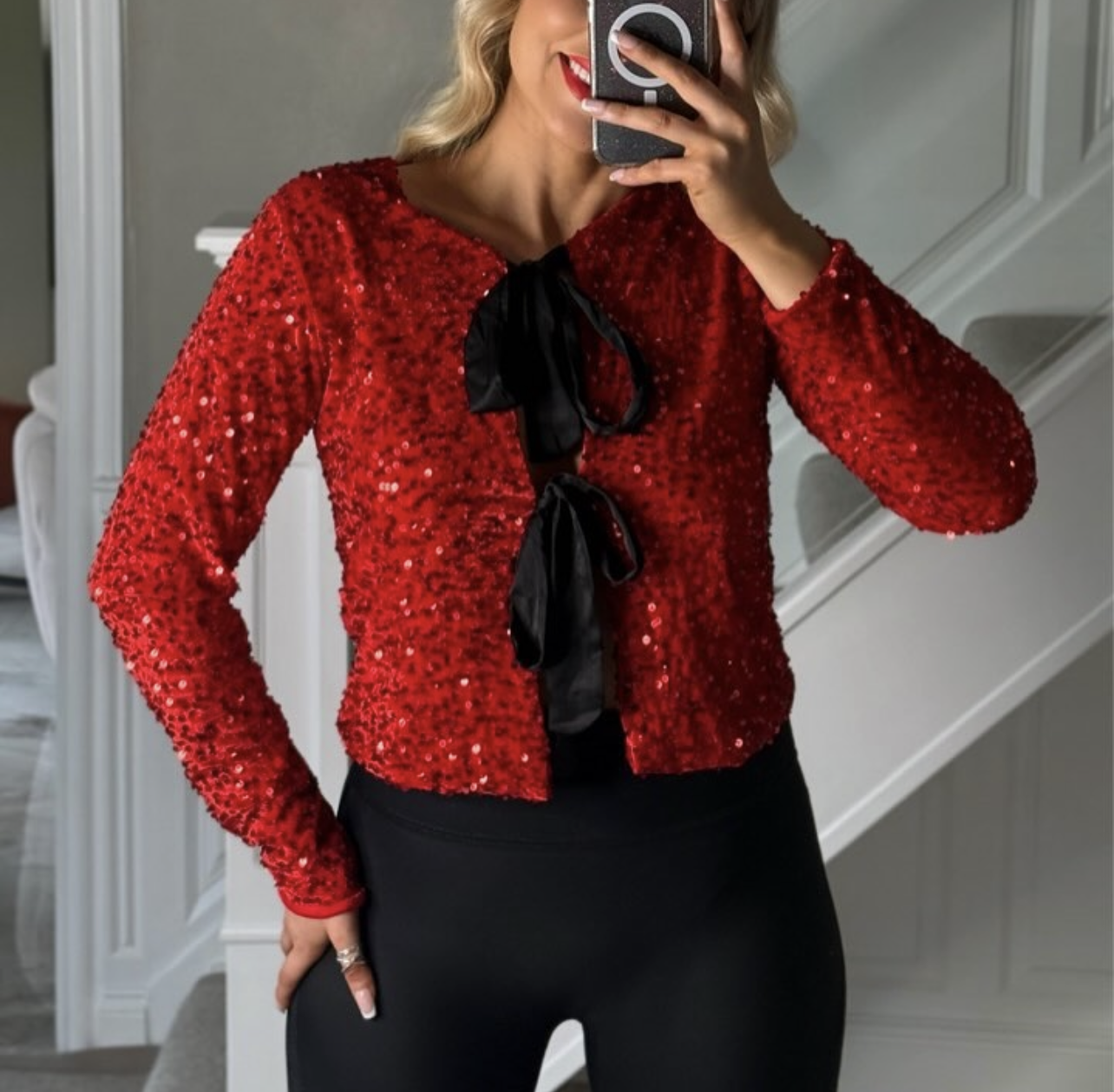 Glam Bow Top - Red