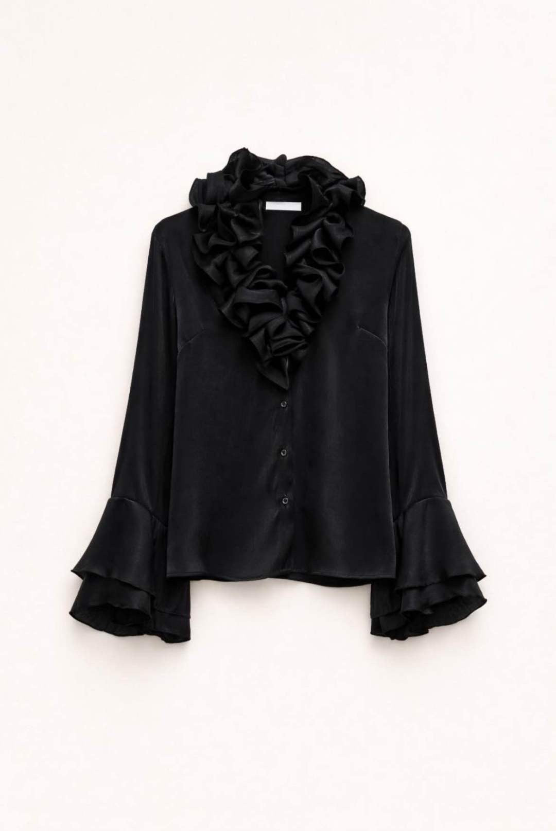 Μπλούζα με βολάν LUMINA - Μαύρο