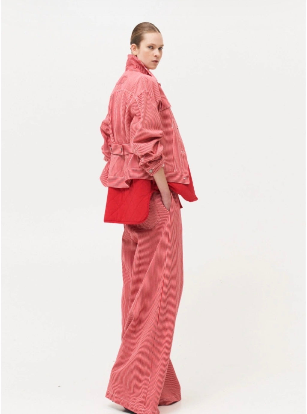 Denim ριγέ LUMINA set - Κόκκινο