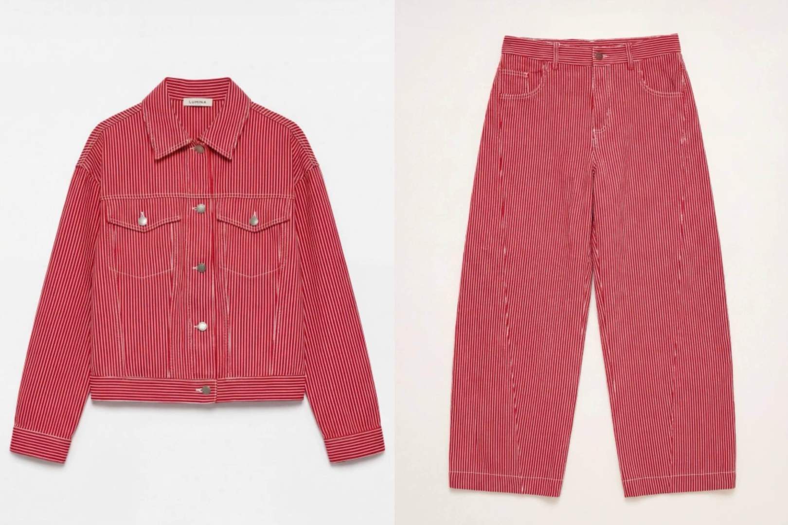 Denim ριγέ LUMINA set - Κόκκινο