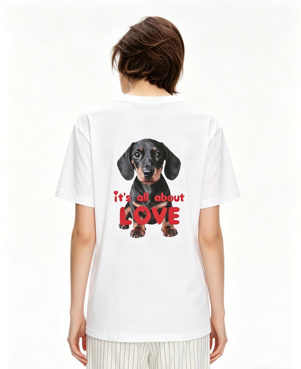 Βαμβακερό LUMINA t-shirt με στάμπα στο μπροστά και στο πίσω μέρος - Λευκό
