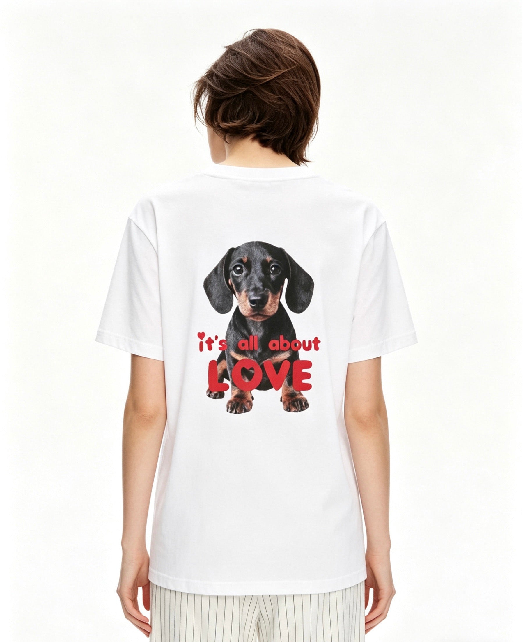 Βαμβακερό LUMINA t-shirt με στάμπα στο μπροστά και στο πίσω μέρος - Λευκό