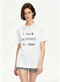 Βαμβακερό LUMINA t-shirt με στάμπα στο μπροστά μέρος - Λευκό