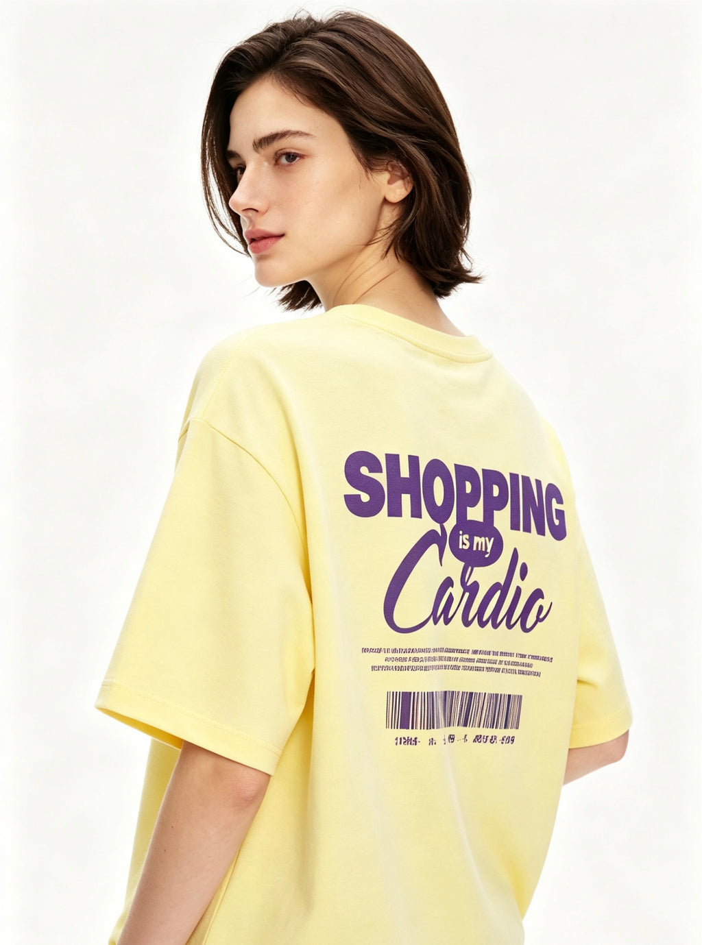 Βαμβακερό LUMINA t-shirt με στάμπα στο πίσω μέρος - Κίτρινο