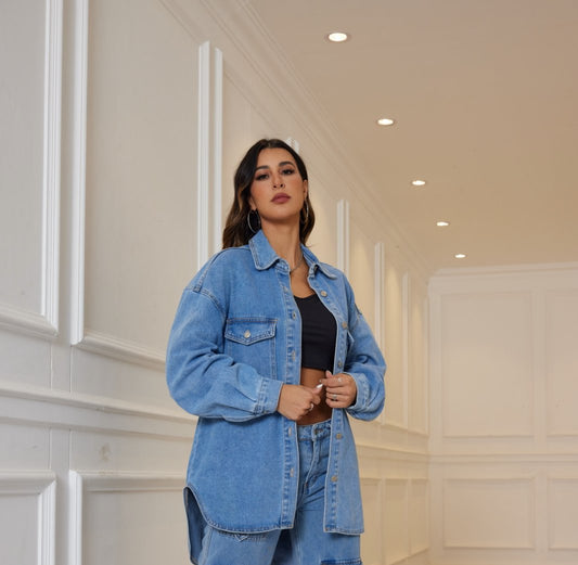 Blue Edge Oversized Denim Jacket