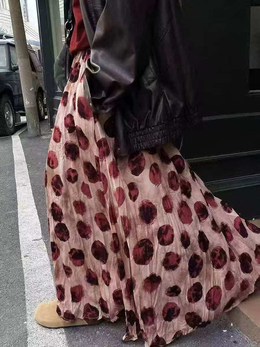 Vintage Dots Maxi Skirt - Κόκκινο