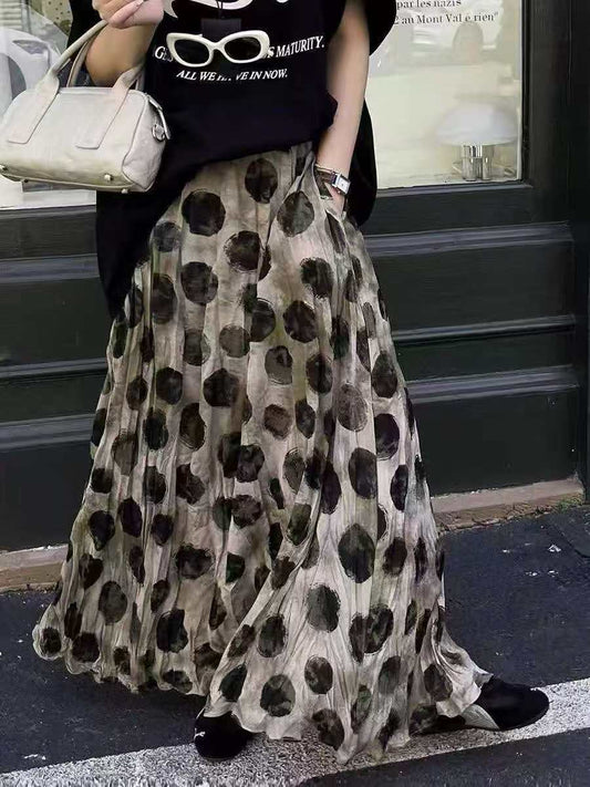 Vintage Dots Maxi Skirt - Πράσινο