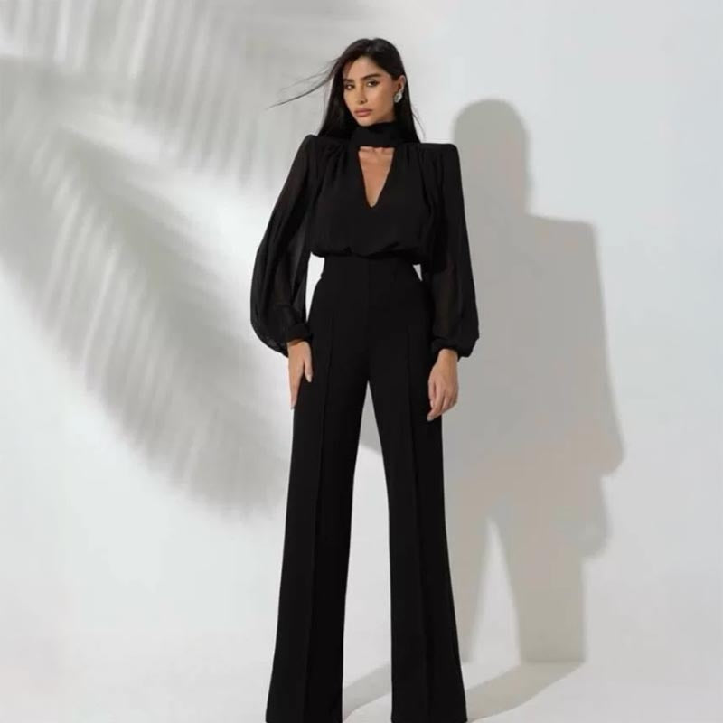 Balloon Sleeve Elegance Jumpsuit - Μαύρη