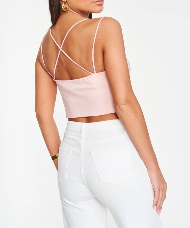 Sleek Cross-Back Crop Top - Ροζ