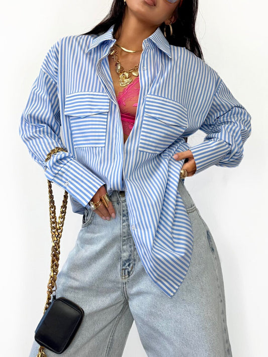 Striped Chic Shirt - Μπλε